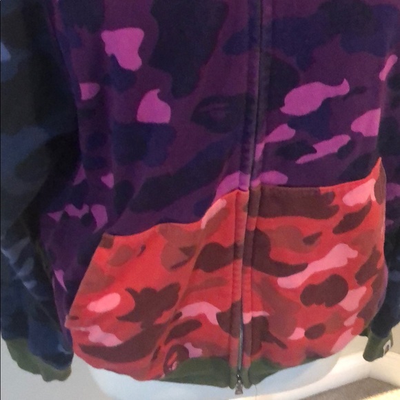 Bape colourful camo hoodie size L preowned - Picture 3 of 7